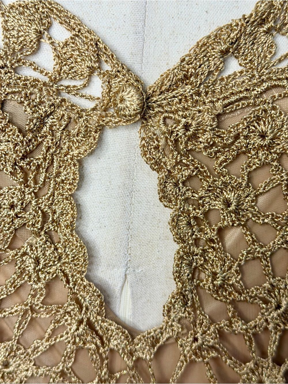 Gold Crochet Floral Knit Tank Dress - Picture 7 of 10